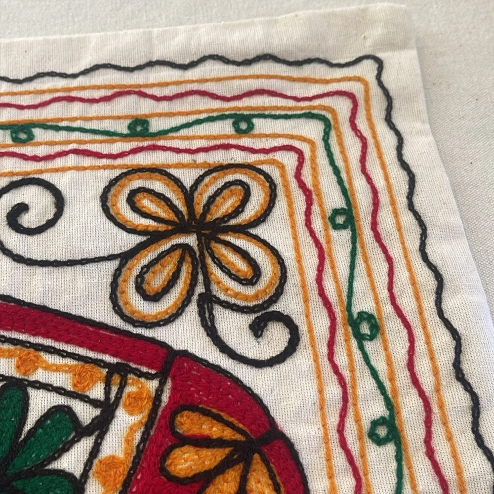Colorful Elephant Embroidered Pillow Cover/ India made